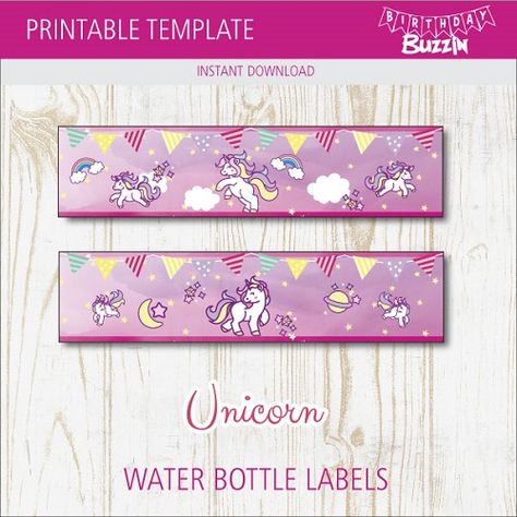 Unicorn Water Bottle Labels Free, Free Printable Rainbow, Water Bottle Labels Free, Bottled Drinks, Water Bottle Labels Birthday, Unicorn Water, Unicorn Water Bottle, Rainbow Unicorn Birthday Party, Name Tag Templates