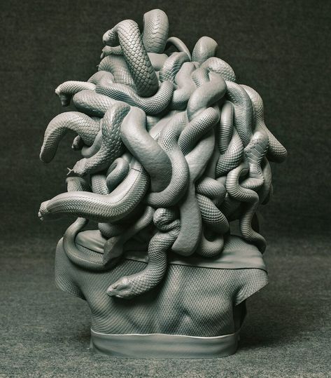 ArtStation - Medusa 1:2 scale Bust, Daniele Danko Angelozzi Evil Link, Dark Fiction, Medusa Gorgon, Medusa Art, Myths & Monsters, Coil Pottery, Medusa Tattoo, Consciousness Art, The Serpent