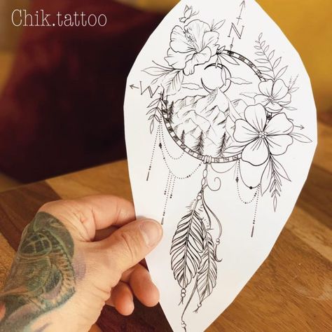 Dreamcatcher Tattoo Thigh, Lily Tattoo Meaning, Atrapasueños Tattoo, Most Beautiful Flower, Dream Catcher Tattoo Design, Floral Tattoo Shoulder, Beautiful Flower Tattoos, Tattoos For Women Flowers, Dream Catcher Tattoo