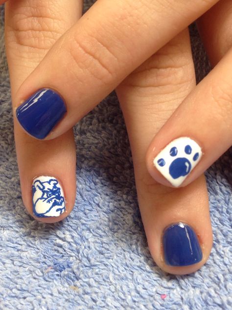 Peshtigo bulldog nails 1 Bulldog Nail Art, Bulldog Nails, Cartoon Puppies, Dog Nail Art, Summer Nails 2023, Dog Faces, Yellow Nails Design, Nails Summer Nails, Graduation Nails