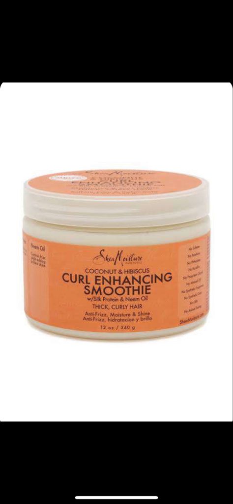 Shea Moisture Coconut And Hibiscus, Shea Moisture Curl Enhancing Smoothie, Shea Moisture Coconut, Curl Enhancing Smoothie, Coconut Hibiscus, Shea Moisture, Medium Long Hair, Curl Cream, Neem Oil