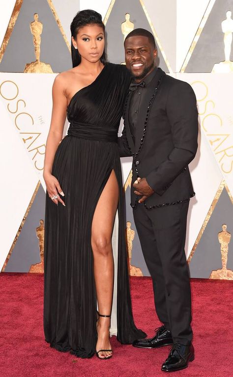 Kevin Hart & Eniko Parrish from Couples at the 2016 Oscars on E! Online Eniko Parrish, Tall Girl Short Guy, Short King, Academy Awards Red Carpet, Oscars 2016, Oscars Red Carpet, Black Princess, Kevin Hart, Black Celebrities