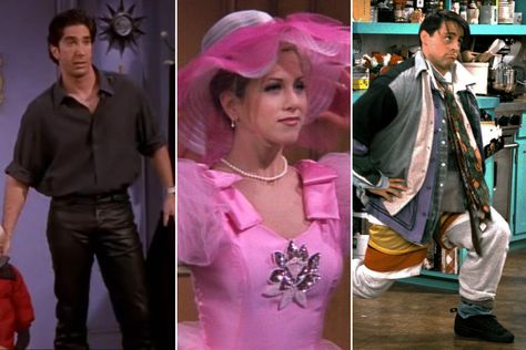 The 19 best 'Friends' outfits from Rachel, Monica, Phoebe and more Friends Tv Costume, Dress Like Friends Characters, Friends Themed Costumes, Iconic Friends Outfits, Friends Tv Show Halloween, Friends Costumes, Tv Show Halloween Costumes, Monica Friends, Rachel Monica Phoebe