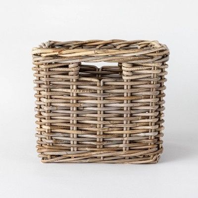 Decorative Kooboo Rattan Cube Basket 11" x 13" - Threshold™ designed with Studio McGee Traditional style design ideas and inspiration for your home. Home decor on a budget, rustic home decor, home decor apartment, and home decor styles. Don't forget modern home decor, home decor diy, home decor ideas, and home decor cozy Cube Basket, Mcgee Target, Studio Storage, Baskets For Shelves, Decorative Shelving, Decorative Bookends, Decorative Storage Baskets, Cube Storage Bins, Wicker Baskets Storage