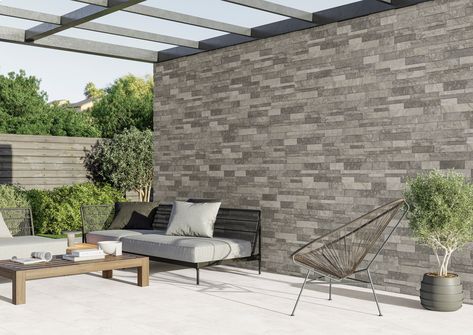 Pietra Grey 31x56 cm · Stonehenge White 40x120 cm · Porcelain Tile by #Realonda #Realonda #madeinspain #tileofspain #staysafe #porcelain #porcelaintile #design #ceramics #tiles #outerwallrealonda #outerwall #terrace #outdoors #stonetile #decortiles #decoracion #homedecor #ihavethisthingwithtiles Ceramics Tiles, Textures Murales, Wooden Door Design, Grey Tiles, Textured Wall, Stone Tiles, Stone Wall, Wooden Doors, Style Moderne