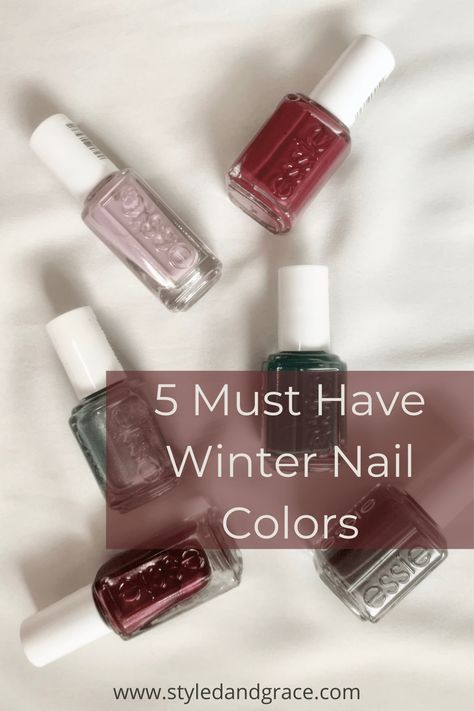 5 winter nail colors from Essie that I have been wearing on repeat. These are great options to take you through the holiday/winter season. Essie Nail Polish Colors, Winter Nail Colors, Nail Polish Colors Winter, Winter Nail Polish, Nail Colors Winter, Green With Blue, Stone Cold Fox, Nail Colours, Red Nail Polish