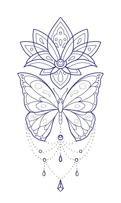 Tato Mandala, Butterfly Tattoo Stencil, Printable Tattoos, Tattoo Outline Drawing, Muster Tattoos, Dope Tattoos For Women, Tattoo Stencil Outline, Mandala Tattoo Design, Butterfly Tattoo Designs