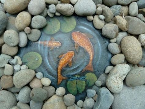 Koi Pond Painted Rocks...these are the BEST Rock Painting Ideas! Painted Rock Display, Treasure Display, Stones Craft, Shell Painting, Pond Painting, Painted Pebbles, Rock Gardens, Have Inspiration, Rock Ideas