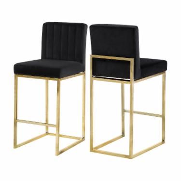 Meridian Furniture Inc Giselle 26 in. Upholstered Counter Stool | Hayneedle Chic Desk, Velvet Stool, Backless Bar Stools, Counter Height Dining Table, Eames Chairs, Meridian Furniture, Counter Height Stools, Gold Velvet, Bar Chairs