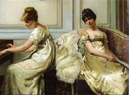 Regency-era ladies at a pianoforte Sense And Sensibility, Jane Austen Novels, Jane Austin, Jane Austen Books, Regency Era, Period Dramas, Favorite Authors, Pride And Prejudice, Her. Book