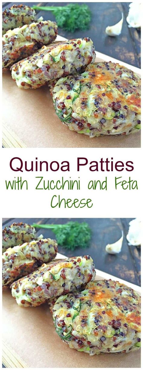 Quinoa Patties With Zucchini And Feta Cheese - Lavender & Macarons Quinoa Patties, Healthy Quinoa, Quinoa Healthy, Patties Recipe, Vegetarian Lunch, God Mat, Meatless Meals, Vegetarian Dishes, Veggie Recipes