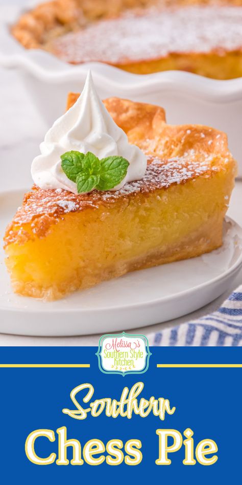 Butter Chess Pie Recipe, Easy Chess Pie, Southern Chess Pie, Chess Pies, Custard Pies, Southern Deserts, Lemon Chess Pie, Southern Pies, Chess Pie Recipe