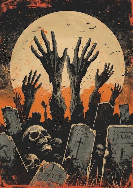 Zombie Poster Illustration, Zombie Pulp Art, Zombie Rising From Grave, Missing Poster Drawing, Zombies Aesthetic, Apocalypse Poster, Zombies Wallpaper, Zombie Aesthetic, Zombie Poster