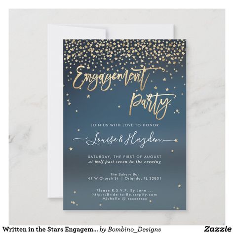 Blue Engagement Party, Engagement Party Invites, Invitation Writing, Gold Engagement Party, Elegant Engagement Party, Written In The Stars, Engagement Party Decorations, Engagement Invitations, In The Stars