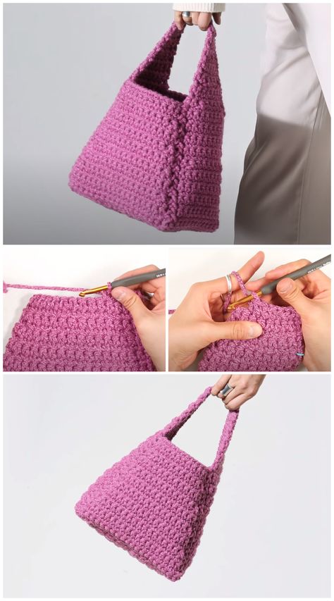 We are going to learn How to Crochet Manu bucket bag. This project is Great for beginners as it works up quickly and doesn’t split. It doesn’t take a lot of yarn, so more than likely, you’ll be able to find yarn in your stash to complete one. Hope you like this Bucket Bag, make as a small bag to bring out for tea and coffee with friends and family. It is lightweight and handy when you don’t feel like bringing a big purse out. Crochet Bag Pattern Tote, Modern Haken, Diy Tricot, Sac Diy, Free Crochet Bag, Bag Pattern Free, Crochet Bag Pattern Free, Mode Crochet, Hemma Diy