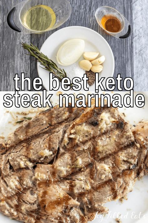 With just six simple ingredients, this Keto Steak Marinade is perfection. Not only is it fast and easy to make, but it pairs perfectly with the natural flavors of the beef. This is one easy marinade recipe that is about to be constantly on your mind. Take your next steak night to a whole new level! Low Carb Steak Marinade, Steak Marinade With Soy Sauce, Soy Sauce Marinade For Steak, Keto Steak Marinade, Paleo Steak Marinade, Keto Steak, Keto Basics, Skirt Steak Marinade, Steak Marinade Easy