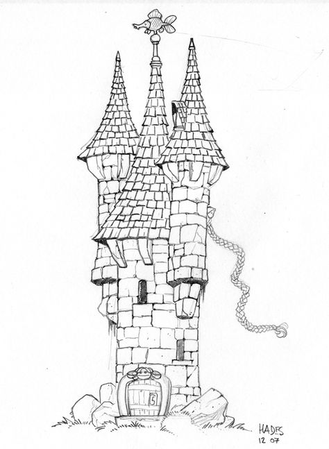 Small castle drawing by cocodesbois.deviantart.com on @DeviantArt Castle Tower Drawing, Castle Drawing Easy, Small Castle, Village Drawing, Nerdy Tattoos, Castle Drawing, Small Castles, Fantasy World Map, Castle Tower