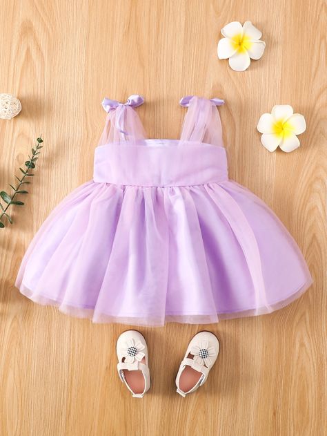 Purple Baby Dress, Baby Purple Dress, Mesh Overlay Dress, Toddler Dresses, Purple Collar, Purple Party, Purple Baby, Baby Bow