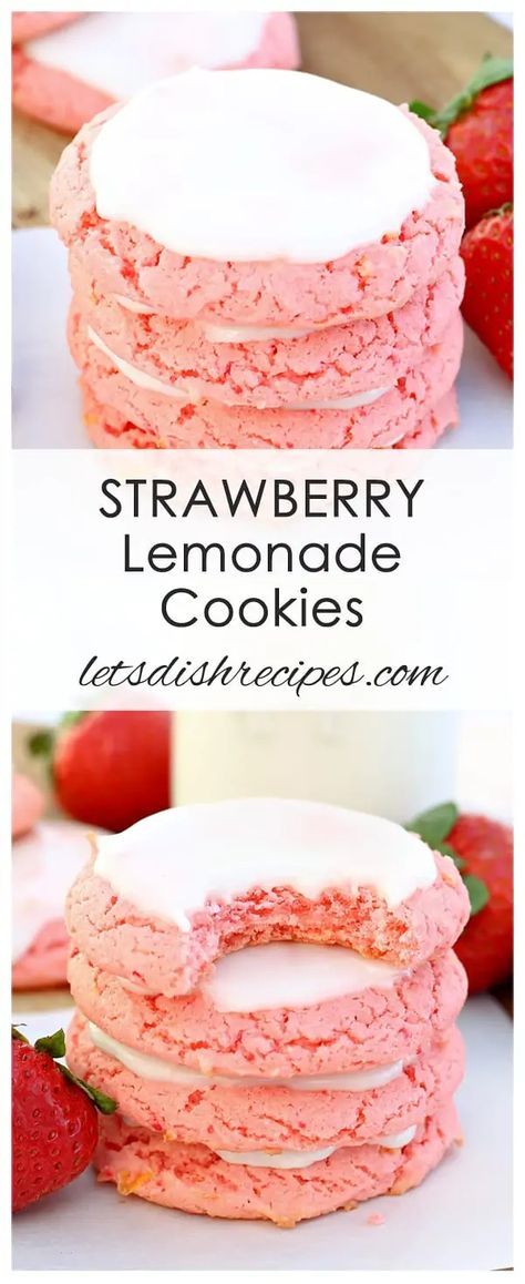 Lemonade Beyonce, Strawberry Lemonade Cookies, Lemonade Cookies, Easy Strawberry Lemonade, Strawberry Cake Mix Cookies, Lemon Crinkle Cookies, Coconut Dessert, Cookie Decorations, Strawberry Cake Mix