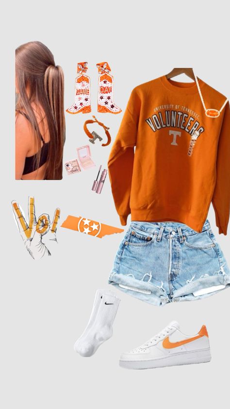 #volunteers #tennessee #outfitinspo #orange 🧡🤍 Cute Vols Outfit, Tennessee Orange Outfit, Vols Gameday Outfit Tennessee, Tennessee Outfits, Tn Vols, Gameday Outfits, College Gameday, Slay Outfits, Tennessee Football