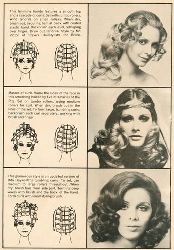 Hair setting pattern (bottom) 70s Hair Tutorial, 70s Hair, Hair Guide, Old Fashion, Different Hairstyles, Fashion Hair, How To Style, Different Styles, Hair Tutorial