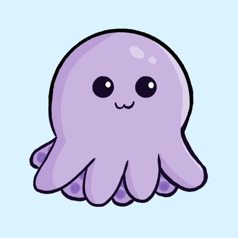 kawaii illustration of a cute purple octopus Octopus Reference, Familiar Spell, Squid Drawing, Octopus Cute, Octopus Wallpaper, Kawaii Octopus, Octopus Sticker, Purple Octopus, Octopus Drawing