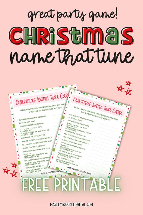 Add fun to your holiday party with this free printable Name That Christmas Carol game! Perfect for family gatherings, kids, teens, class parties, and even office parties. Guess the Christmas tunes and enjoy festive cheer! Christmas Song Games, Christmas Party Printables, Free Christmas Games, Christmas Carol Game, Fun Christmas Party Ideas, Fun Holiday Games, Popular Christmas Songs, Christmas Party Ideas, Students Christmas