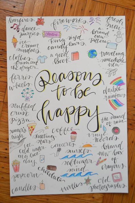 Bullet Journal Topics, Journal D'inspiration, Happy Watercolor, Watercolor Collage, Bullet Journal Page, Bullet Journal 2020, Bullet Journal Spreads, Reasons To Be Happy, Self Care Bullet Journal