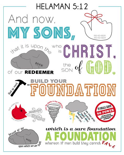 Free Scripture Printable! Capturing-Joy.com Rock Foundation, Scripture Mastery, Scripture Study Lds, Mormon Scriptures, Family Scripture Study, Lds Seminary, Free Scripture Printables, Family Scripture, Lds Scriptures