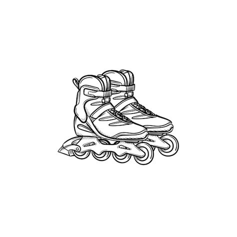 Rollerskate Drawing, Roller Skates Tattoo, Skate Tattoo, Blade Tattoo, Roller Shoes, Skate Art, Doodle Icon, Drawing Prompt, Vector Sketch