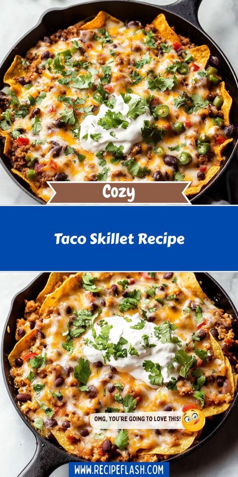 Searching for a tasty and effortless way to enjoy ground beef? This Taco Skillet Recipe is a delicious solution that brings the fiesta to your table! With minimal cleanup and maximum flavor, you’ll want to save this recipe for those hectic weeknight meals. Taco Skillet Recipe, Beans And Cheese, Taco Skillet, Black Bean Chicken, Beef Rice, Rice Beans, Easy Taco, Skillet Meals, Cheese Serving