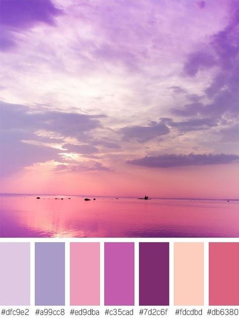 Sunset Color Palette, Pink Color Palette, Purple Color Palettes, Purple Sunset, Color Schemes Colour Palettes, Grey Color Scheme, Color Palette Design, Color Balance, Sunset Colors