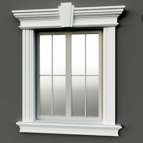 Window Moulding Ideas Exterior, Classic Window Design Exterior, Window Designs Exterior, Window Moulding Ideas, Classic Window Design, Exterior Window Molding, Front Window Design, House Pillars, Window Exterior