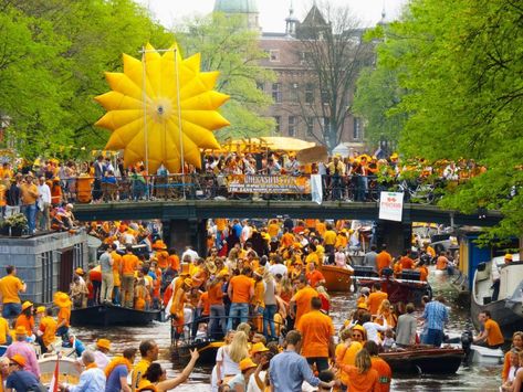 In the Netherlands for King's Day (April 27)? Here's an introduction to what to expect. Kings Day Netherlands, Strange Events, City Planner, Visit Amsterdam, Kings Day, Amsterdam City, Bucket Lists, Amsterdam Netherlands, The Hague