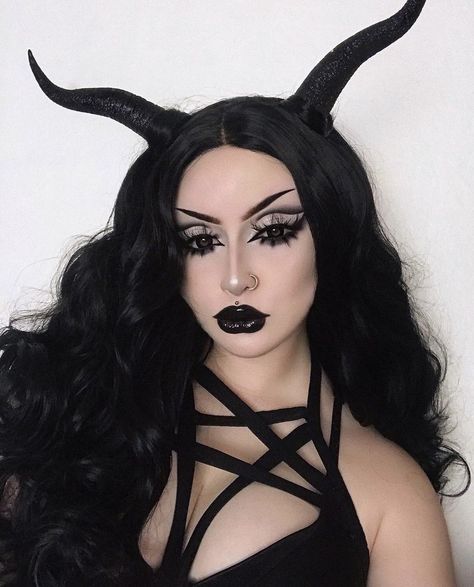 Shop The Look Now On WWW.LACEDWITHCHERRY.COM!💗 Follow Us For More!🍒 Website Link Is In Our Bio To Shop!🍒 #emo #egirlaesthetic #grungefashion #makeupoftheday #alternative #blacklipstick #smallbusinessowner Demon Halloween Costume, Girl Halloween Makeup, Demon Makeup, Demon Costume, Devil Makeup, Anime Makeup, Celebrity Halloween Costumes, Alternative Makeup, Scary Halloween Costumes