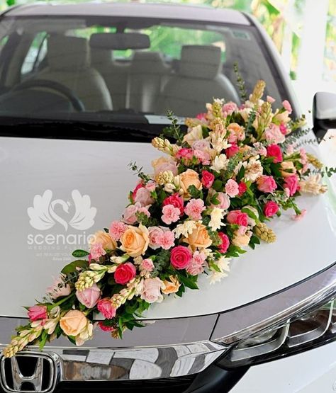 Indian Wedding Car Decorations, Car Decorations For Wedding, South Indian Bride Saree, Bride Saree, Simple Stage Decorations, Wedding Flower Jewelry, Wedding Car Decorations, Wedding Decor Photos, Car Deco