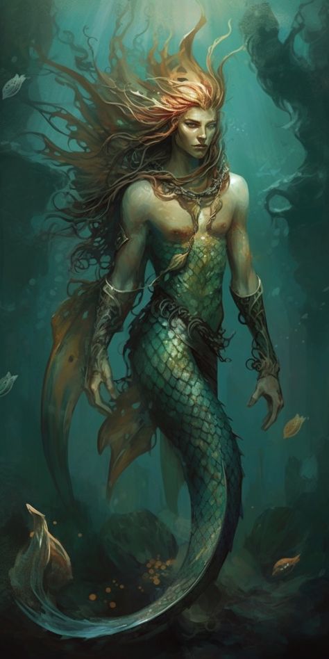 Glaucus, God Of The Sea, Fishermen And Of Prophecy | Fantasy I Sci-Fi I Books I Films I World Building Ocean Goddess Art, Pirate Dragon, Ocean Fairy, Sea God, Greek Sea, Goddess Of The Sea, Greek Pantheon, Mermaid Artwork, World Building