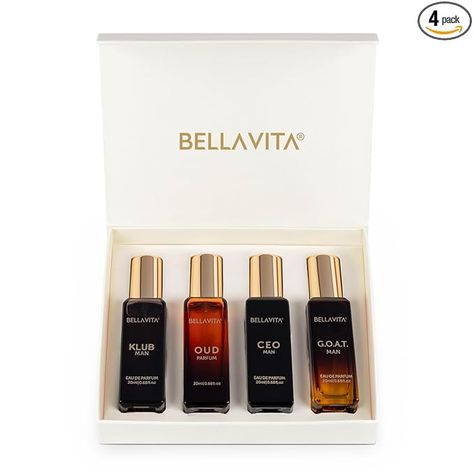 Bella Vita Luxury Man Perfume Gift Set 4 x 20 ml for Men with KLUB, OUD, CEO, G.O.A.T Perfume | Woody, Citrusy Long Lasting EDP Fragrance Scent Ceo Man, Man Perfume, Mini Perfumes, Bath & Body Gift Set, Computer Gifts, Men's Fragrance, Perfume Gift Sets, Perfume Gift, Gift For Brother