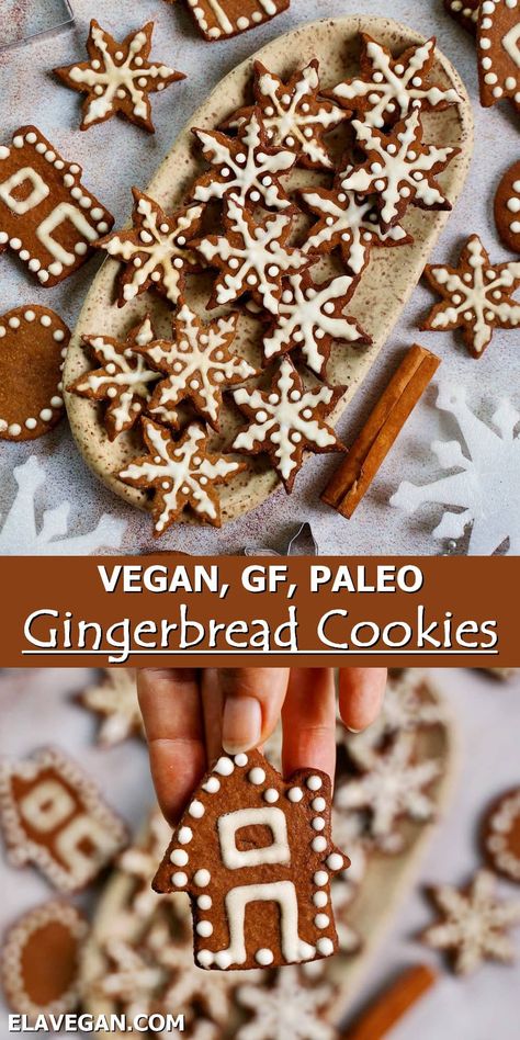 Grain Free Christmas Cookies, Lebkuchen Vegan, Sugar Free Christmas Cookies, Gluten Free Christmas Treats, Paleo Gingerbread Cookies, Ella Vegan, Healthy Gingerbread Cookies, Gluten Free Gingerbread Cookies, Vegan Gingerbread Cookies