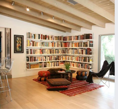 Styled Bookshelves, Fall Core, Walker Design, Book Space, Sarah Walker, Bookshelf Inspiration, Floating Bookshelves, Midcentury Home, Home Library Design