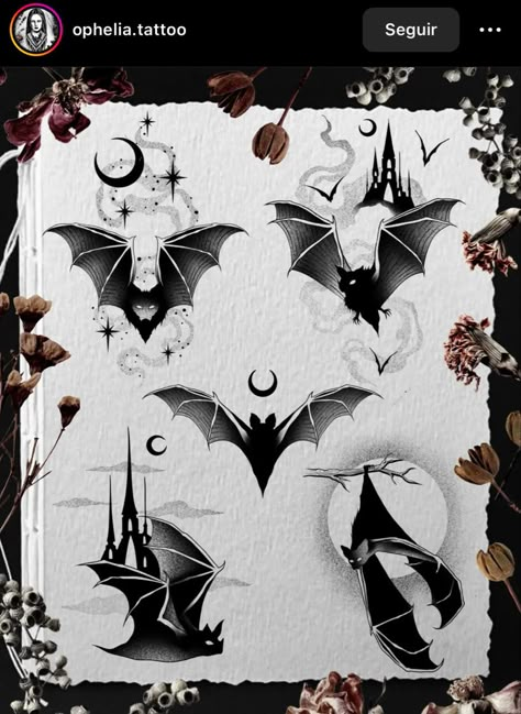 Tattoo Underbust, Halloween Flash Tattoo, Is It Halloween Yet, Bats Tattoo Design, Vampire Tattoo, Halloween Flash, Castle Tattoo, Goth Tattoo, Black Cat Tattoos