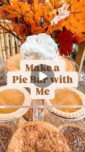 Ashley Temple on Instagram: "Comment PIE BAR for the details! 

Save this idea for your next event creating a pie bar is super easy now that you can buy miniature pies in bulk. I added some vanilla ice cream as a side and it came together so perfectly. 

#fall #weddingideas #bridalshower #dessertbar #partyideas" Mini Pie Bar, Miniature Pies, Autumn Party, Quick Easy Desserts, Pie Bar, Sunday Dinner, Fall Party, Game Day Food, Vanilla Ice