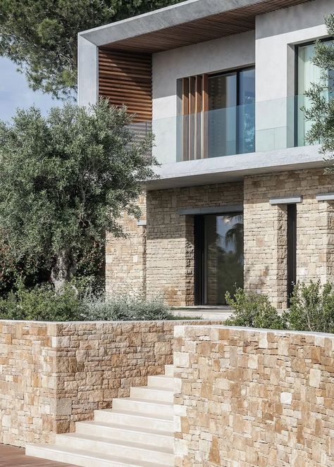 Dream Villa, Case In Pietra, Nha Pho, ال�تصميم الخارجي للمنزل, Contemporary Homes, Stone Walls, Modern Architecture House, Mediterranean Homes, Minimalist Architecture