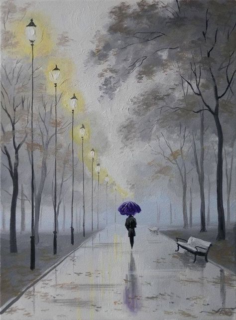 Drawing Scenery, Pen Art Work, Sky Art Painting, Rain Painting, Rain Art, Cat Drawings, Umbrella Art, Art Painting Gallery, Dark Art Drawings