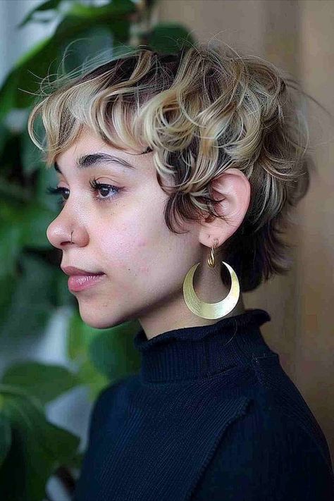 Woman with a wixie-style elf crop haircut, showcasing a chic and contemporary short hair look. "wixie" Haircut, Elf Haircut, Pixie Highlights, Crop Haircut, Fresh Summer, Cute Cuts, Latest Hairstyles, Hair Short, Summer Look