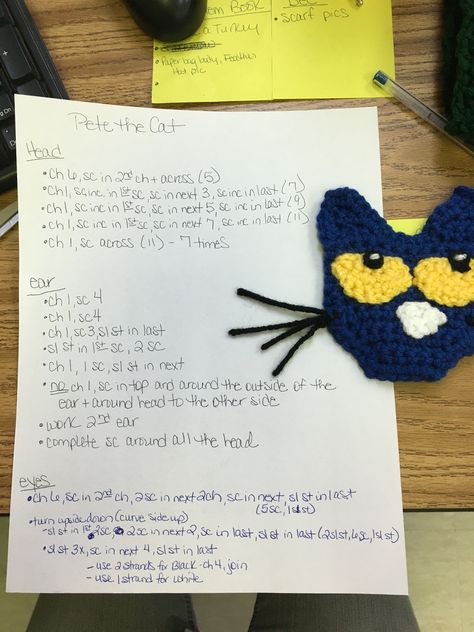 Crochet Pete The Cat, Pete The Cat Crochet, 2024 Crochet, Cat Crochet, Crochet Eyes, Pete The Cat, Crochet Inspo, Crochet Cat, Crochet Ideas