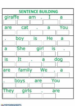 Build A Sentence Worksheet, Sentence Building Worksheets, अंग्रेजी व्याकरण, Verb To Be, English Grammar For Kids, Grammar For Kids, Sentence Building, English Activities For Kids, English Phonics