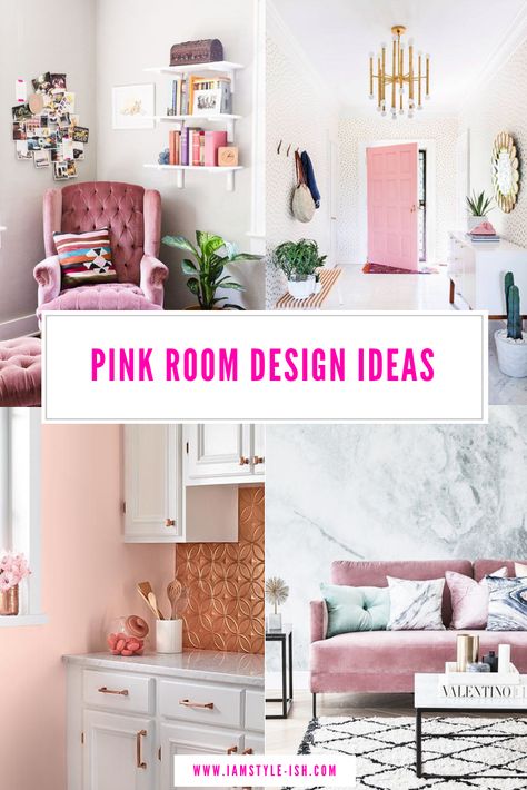 Pink Room Design Ideas At Home Office Design, Pink Home Interior, Pink Home Office Ideas, Pink Room Inspiration, Home Office Design Inspiration, Pink Room Design, Blush Pink Living Room, Pink Home Office, Girl Nurseries