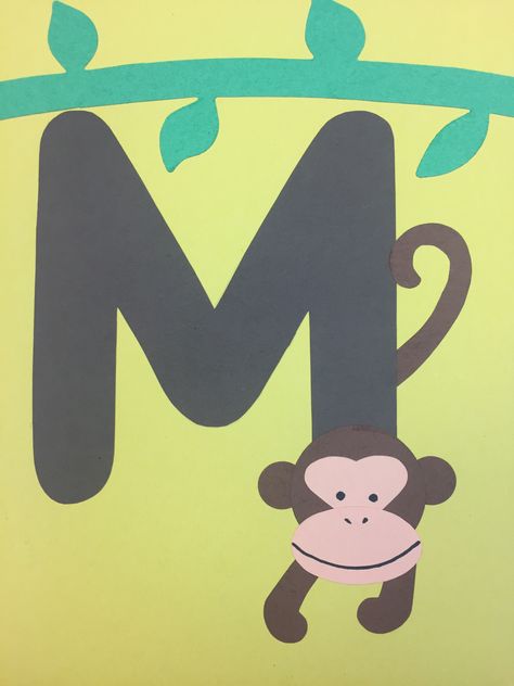 M Is For Monkey Craft, Alphabet Animal Crafts, M Is For Craft, Monkey Craft Preschool, M Is For, Animal Alphabet Crafts Free Printables, Letter M Monkey Craft, Letter M Crafts For Preschoolers, Letter M Craft