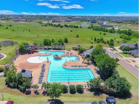 Large community pool with lifeguards on duty - Rose Creek Subdivision. #Pool #RoseCreek #Edmond #SpotOnOK #REMAX #LifestyleOKC #OklahomaRealEstate Community Pool Design, Resort Pool Design, Rec Center, Edmond Oklahoma, Sims Inspiration, New Urbanism, Resort Pools, Homes For Rent, Expensive Houses